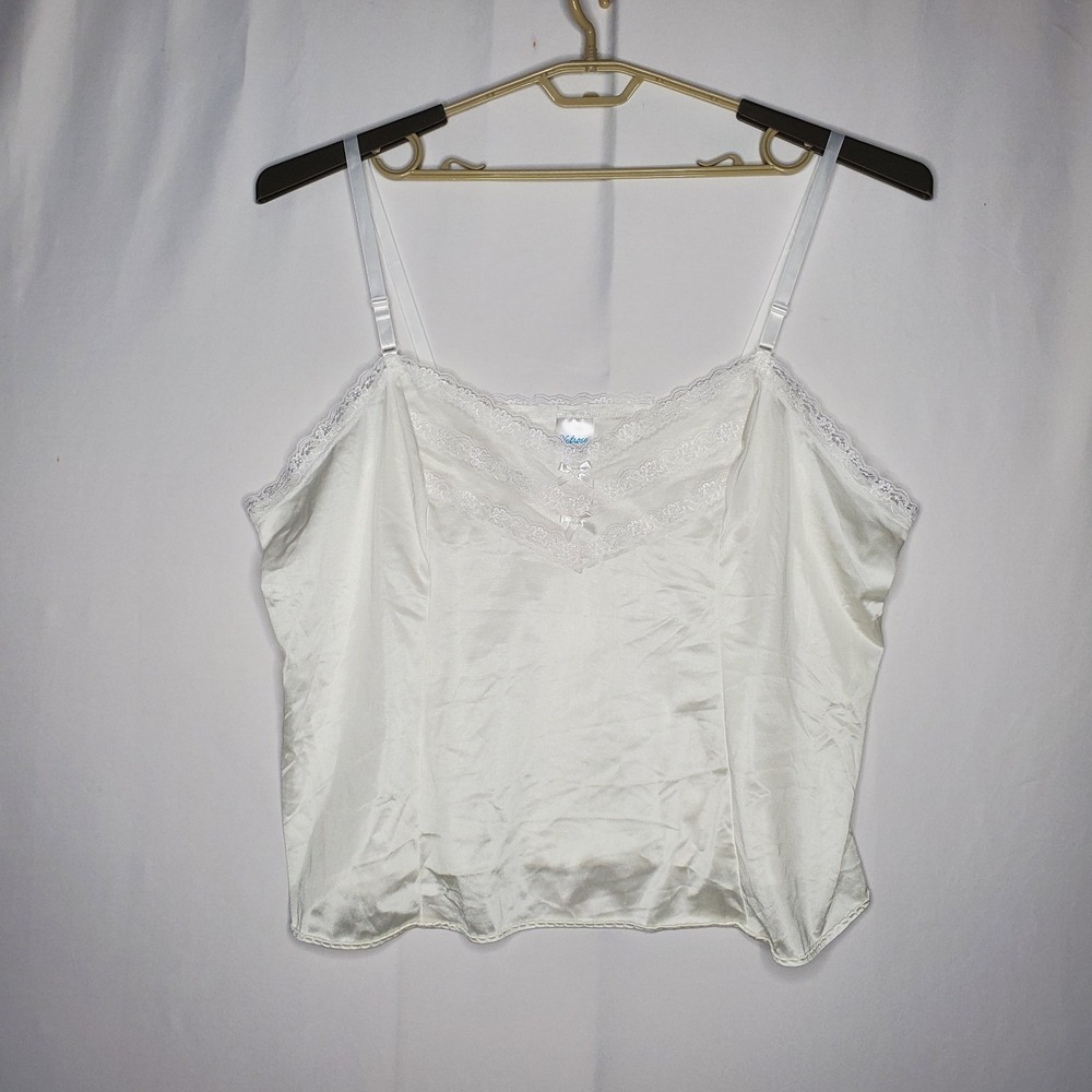 Velrose Camisole‎ Tank Top Women 3X Vintage Nylon Cottagecore Milkmaid Coquette